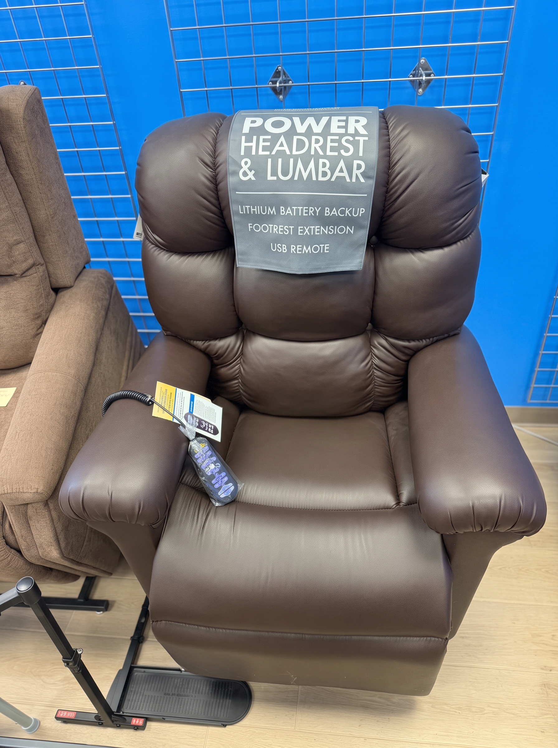 Power lift recliner displayed at TrustMed